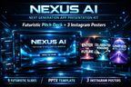NEXUS AI – Next Generation App Pitch Deck | Futuristic Canva Template + 3 Instagram Posters | Startup AI Presentation Kit